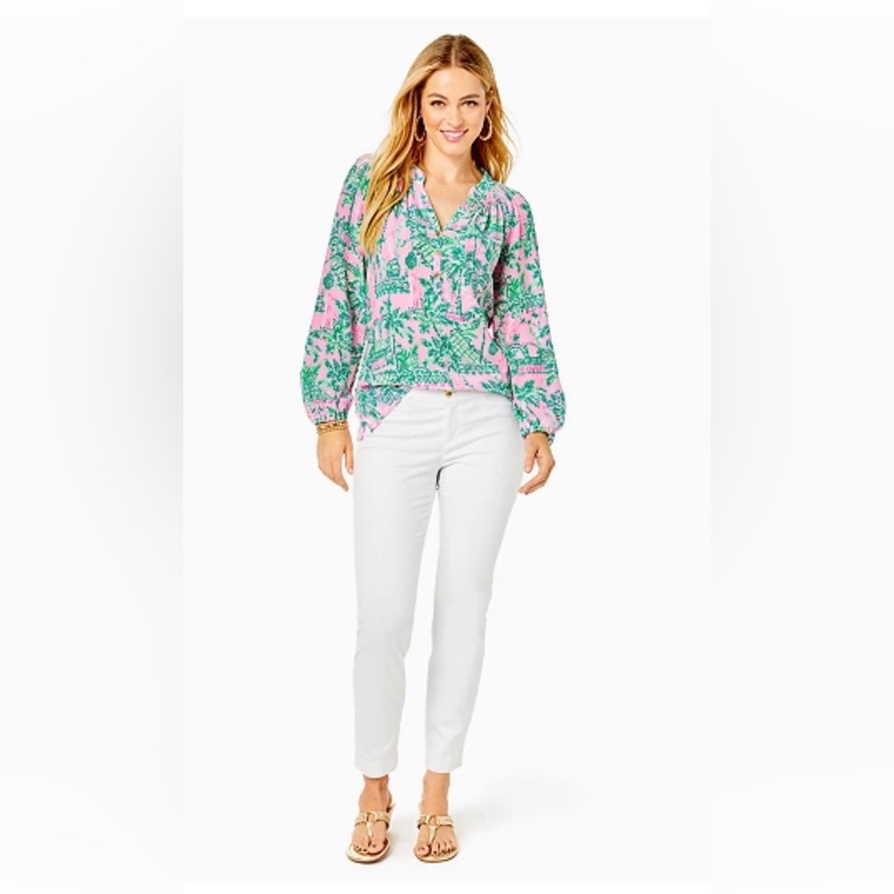 Lilly Pulitzer Kelly White Textured Ankle Length Skinny Pant 6